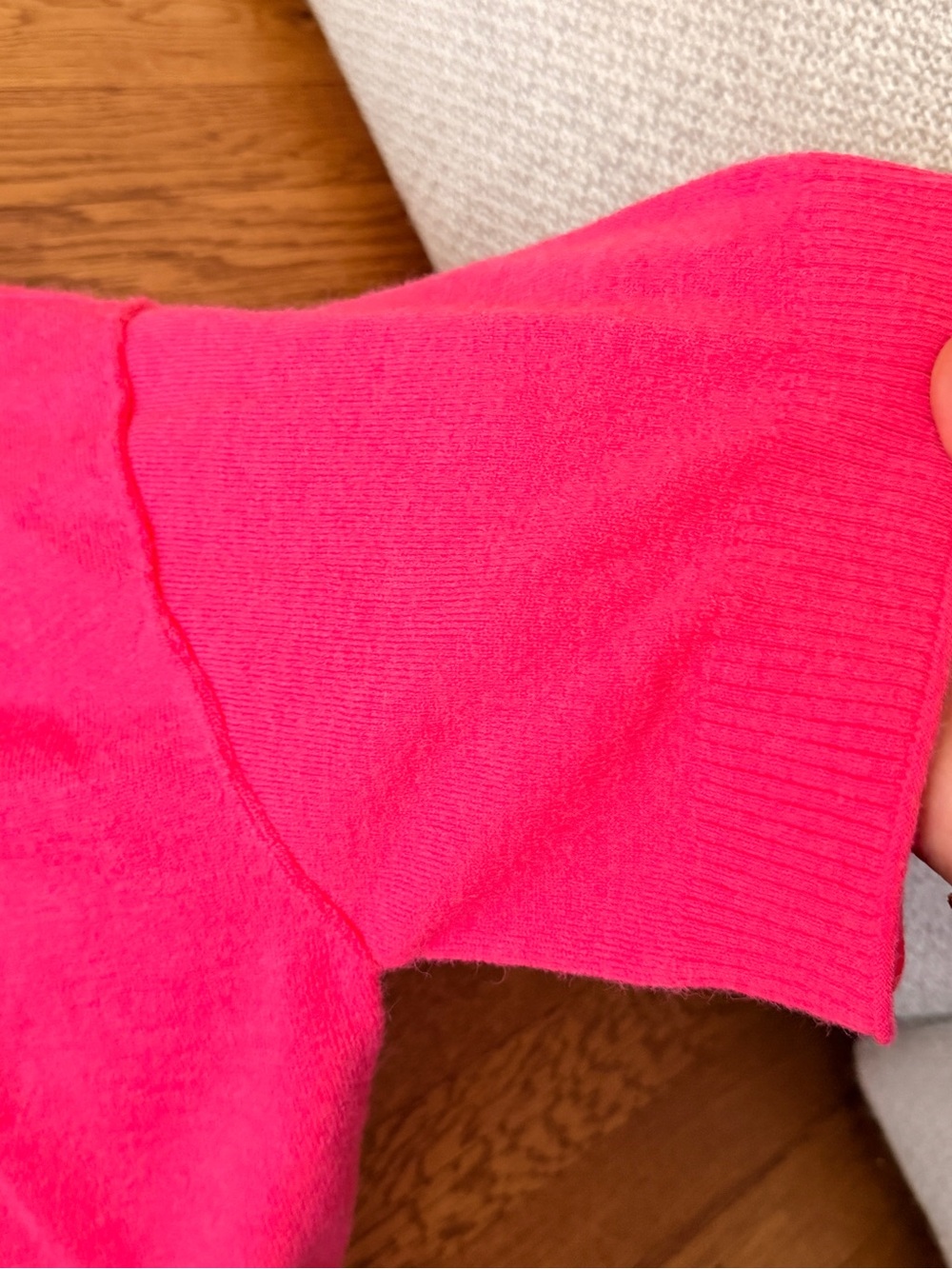 ANTHROPOLOGIE Hot Pink Crewneck Short Sleeve Sweater - Picture 5 of 7